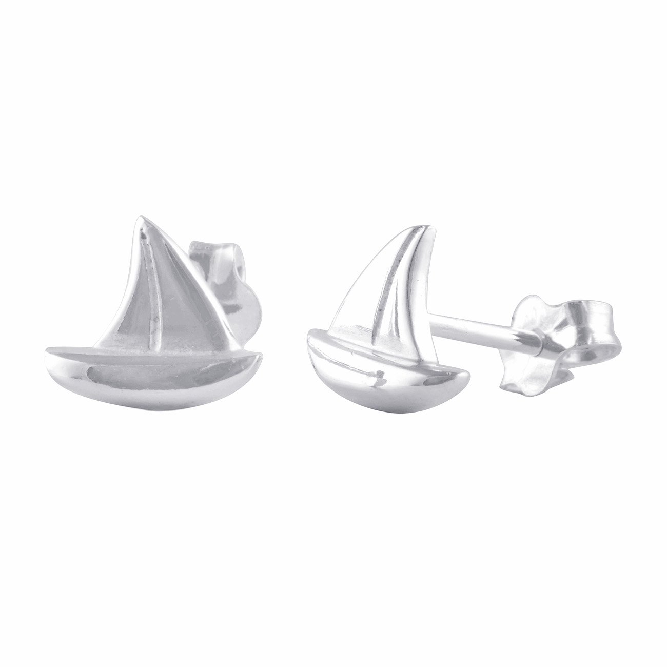925 Sterling Silver Girls Nautical Sailboat Stud Earrings Sail Boat Studs - Gifts for Women Mothers Wife 0.31in