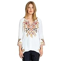 Johnny Was Charlotte Peasant Blouse - W17319-5 (White, XS)