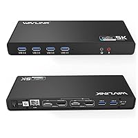 WAVLINK USB 3.0 and USB-C Dual 4K Display Laptop Docking Station,5K/Dual 4K @60Hz Docking Staion Dual Monitor for Windows and Mac,(2 HDMI & 2 DP, Gigabit Ethernet, 6 USB 3.0,Audio)