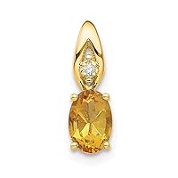 14k Gold Citrine Diamond Pendant Necklace Jewelry for Women