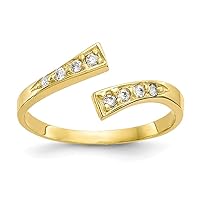 2mm 10k Polished Gold CZ Cubic Zirconia Simulated Diamond Toe Ring Jewelry for Women