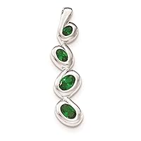 925 Sterling Silver Polished Green CZ Cubic Zirconia Simulated Diamond Chain Slide Pendant Necklace Measures 35x8.1mm Wide Jewelry Gifts for Women