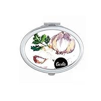 Garlic Vegetable Tasty Healthy Watercolor Mirror Portable Fold Hand Makeup Double Side Glasses