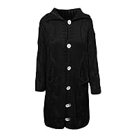 Women’s Cable Chunky Knit Button Up Coat with Pockets Lapel Long Sleeve Oversized Sweater Winter Solid Outwears