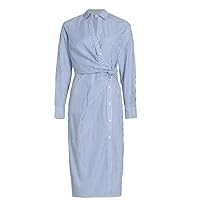 Women's Wright Light Blue White Striped Midi Dress
