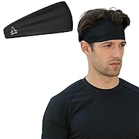 Headbands for Men and Women - Mens Sweatband & Sports Headband Moisture Wicking Workout Sweatbands for Running, Cross Training, Yoga and Bike Helmet Friendly