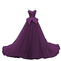 ZSHAOLHYJYZS Spaghetti Straps Sweetheart Ball Gowns, Puffy Prom Dresses Long Princess Flower Formal Evening Gowns