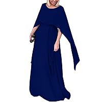 Sheath/Column Wedding Guest Dress Formal Elegant Evening Dress Floor Length Sleeveless Pleats with Capes 2024