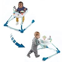 Kolcraft Tiny Steps Too 2-in-1 Infant and Baby Activity Push Walker with Steel Base, Seated or Walk-Behind with wheels for Baby Girl or Boy - Clouds and Rainbows
