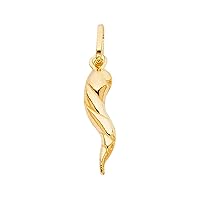 14K Yellow Gold Twisted Cornicello Italian Horn Pendant 23 x 8 mm Weight 0.9 grams | 14KY Real Gold Jewelry Necklace Chain Locket Good Luck Charm Pendants | Great Gift for Men & Women for Occasions | Gold Stamped Fine Jewellery with Gift Box