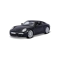 Bburago Diecast Model Car Porsche 911 Carrera S Black with Silver Wheels 1/24 21065