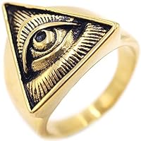 Mens Illuminati Triangle All Seeing Eye of Providence Ring Men Size 7-15