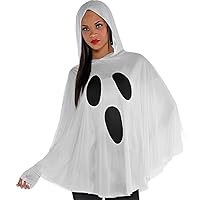 White Ghost Poncho for Adults - One Size (Pack of 2) - Spooky Halloween Costume Accessory & Easy Party Dress-up for Haunted House & Ghostly Themed Props