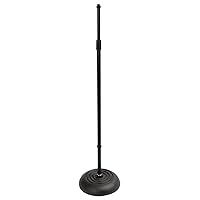 On-Stage MS7201QTR Quarter Turn Round Base Microphone Stand, Black