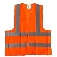 BRUFER 60138 High Visibility Reflective Safety Vest (1, Orange Extra Large)
