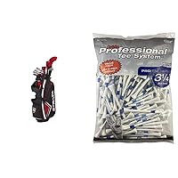 Golf Men's Strata Plus Complete 14 Piece Set (Right Hand, Steel), Red, Regular (4PKR190714067) & Pride Professional Tee System, 3-1/4 inch ProLength Plus Tee, 135 Count, White