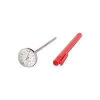 Taylor Instant Read Analog Meat Food Grill BBQ Cooking Kitchen Thermometer with Red Pocket Sleeve Clip, 1 Inch Dial