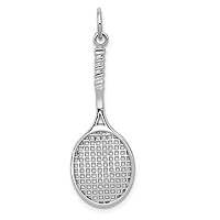 14k White Gold Polished Tennis Racquet Charm Pendant Necklace Measures 35x11.7mm Jewelry for Women