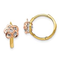 14ct Madi K Yellow and Rose Gold Polished CZ Cubic Zirconia Simulated Diamond Flower Hinged Hoop Earrings Measures 12x7mm Wide Jewelry for Women