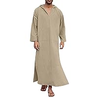 Praying Clothes for Women Men's Muslim Arab Casual Long Sleeve Hooded Pocket Loose Robe Shirt Muslim Robe