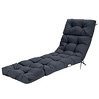 Chair, 72” x 22” x Chaise Lounge w/4 String Ties, Thickened, Tufted Patio Recliner for Outdoor Indoor Cushions, 1 Count (Pack of 1), Grey