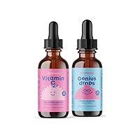JoySpring Genius Drops & Vitamin C Supplement Set - Natural Daily Supplement Drops - Back to School Bundle - Promote Concentration in Any Circumstance - Help Boost Immunity - Comes in a Convenient Li