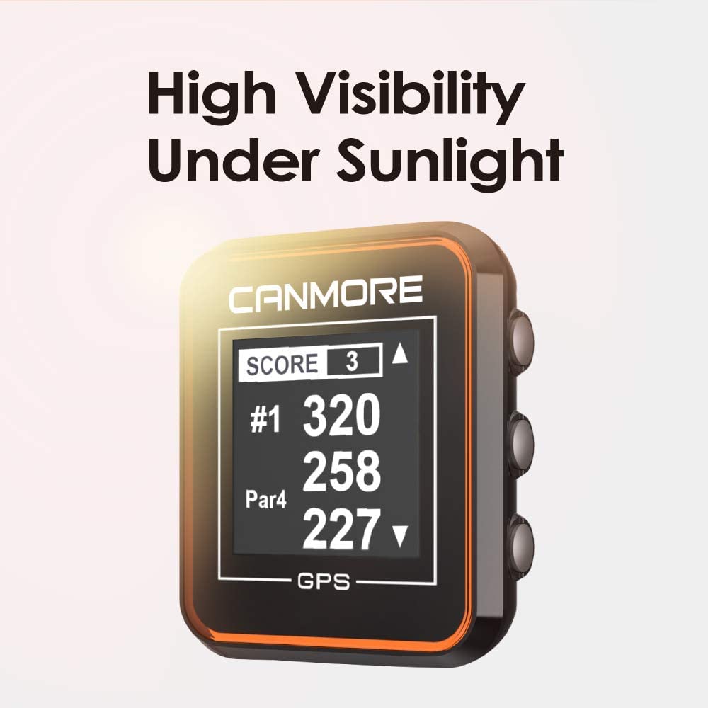 CANMORE H300 Handheld GPS Golf Device, Shot Distance Yardage Measuring, 40000+ Free Worldwide Preloaded Courses, Lightweight Golf Accessory for Golfers, Powerful Magnetic Clip for Golf Cart, Orange