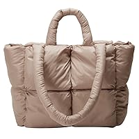 Puffer Tote Bag, Soft Puffy Bags for Women Light Winter Down Cotton Padded Quilted Tote Bag Shoulder Handbag Purse