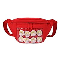 Fanny Pack Ita Bag Crossbody Kawaii Cute Pin Display Bag Messenger Japanese Transparent Clear Waist Bags (red)