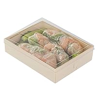 Restaurantware LIDS ONLY: Taipei 6.5 x 5 x 0.3 Inch Rectangle Transparent Lids 100 Plastic Lids For 23 Ounce Rectangle Wooden Containers - Containers Sold Separately Clear Plastic To Go Box Lids