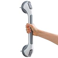 TAILI Shower Grab Bar 16 Inch Suction Cup Grab Bars for Bathroom & Shower, Removable Shower Safety Handle Heavy Duty Bathtub Grip for Seniors & Elderly, Strong Handrails No Drilling Waterproof, Grey