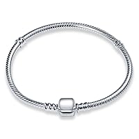 925 Sterling Silver Charm Bracelet for Pandora Charms, Snake Chain Bracelet Gift for Girls Mother Daughter（With a spacer bead）