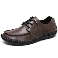 Men's Flats Shoes Driving Out Leather Lace Up Handmade Low-top Round-Toe for Male Spring Casual Leisure