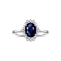 Rylos Ring showcasing a 7X5MM Oval Gemstone & Sparkling Diamonds - Exquisite Color Stone Jewelry for Women in Sterling Silver, Available in Sizes 5-10