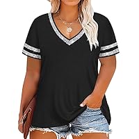 RITERA Plus Size Tops For Women Short Sleeve T Shirt Casual Summer V Neck Tunics Tees XL-5XL