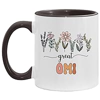 Great Omi Gift - Floral Mug - Gift For New Great Omi - Baby Announcement - Pregnancy Announcement Omi - Mothers Day Gift - Birthday Gift - Black Accents Mug 11oz