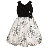 Little Girls Black White Surplice Organza Bubble Dress (4, Black/White)