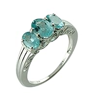 Blue Apatite Oval Shape 4X6MM Natural Earth Mined Gemstone 925 Sterling Silver Ring Unique Jewelry for Women & Men