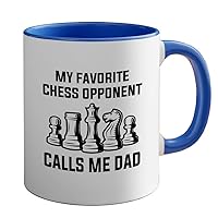 Chess 2Tone Blue Mug 11oz - Fav Opponent - Funny Chess Gifts Set Board Pieces Horse Knight Player Game Pawn Strategy