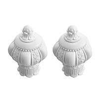 Curtain Rod Cap Finials, Fit for 27mm/1.06 Inch Outer Dia Curtain Rods, Ivory White Plastic Vintage Window Curtain Rod End Plug, Corolla Head Cap Finials Fit for Home Office 2Pcs