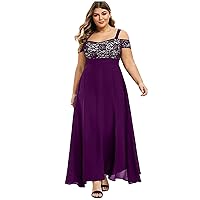 Summer Dresses for Women 2024 Plus Size Cold Shoulder Floral Lace Maxi Party Evening Camis Long Dress