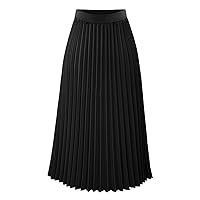 Women's High-Rise Pleated Skirt Chiffon Flowy Maxi Skirt Flared Swing Tiered Skirts A-Line Summer Casual Long Skirt