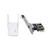 BrosTrend 2.5GB Network Card PCIe Network Adapter RJ45 NIC for Windows 11/10/8.1/8/7/XP Windows Server + AC1200 WiFi Extender Coverage Up to 1600 sq.ft. WiFi Extender Signal Booster for Home Dual Band