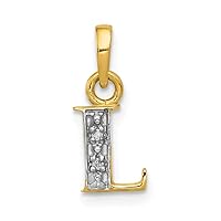 14k Gold Polished .01ct Diamond Letter Name Personalized Monogram Initial Charm Pendant Necklace Jewelry for Women in White Gold Yellow Gold Choice of Initials and Variety of Options