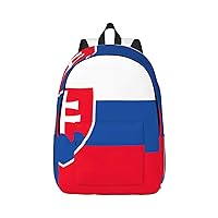 Flag Of Slovakia Print Canvas Laptop Backpack Outdoor Casual Travel Bag Daypack Book Bag For Men Women