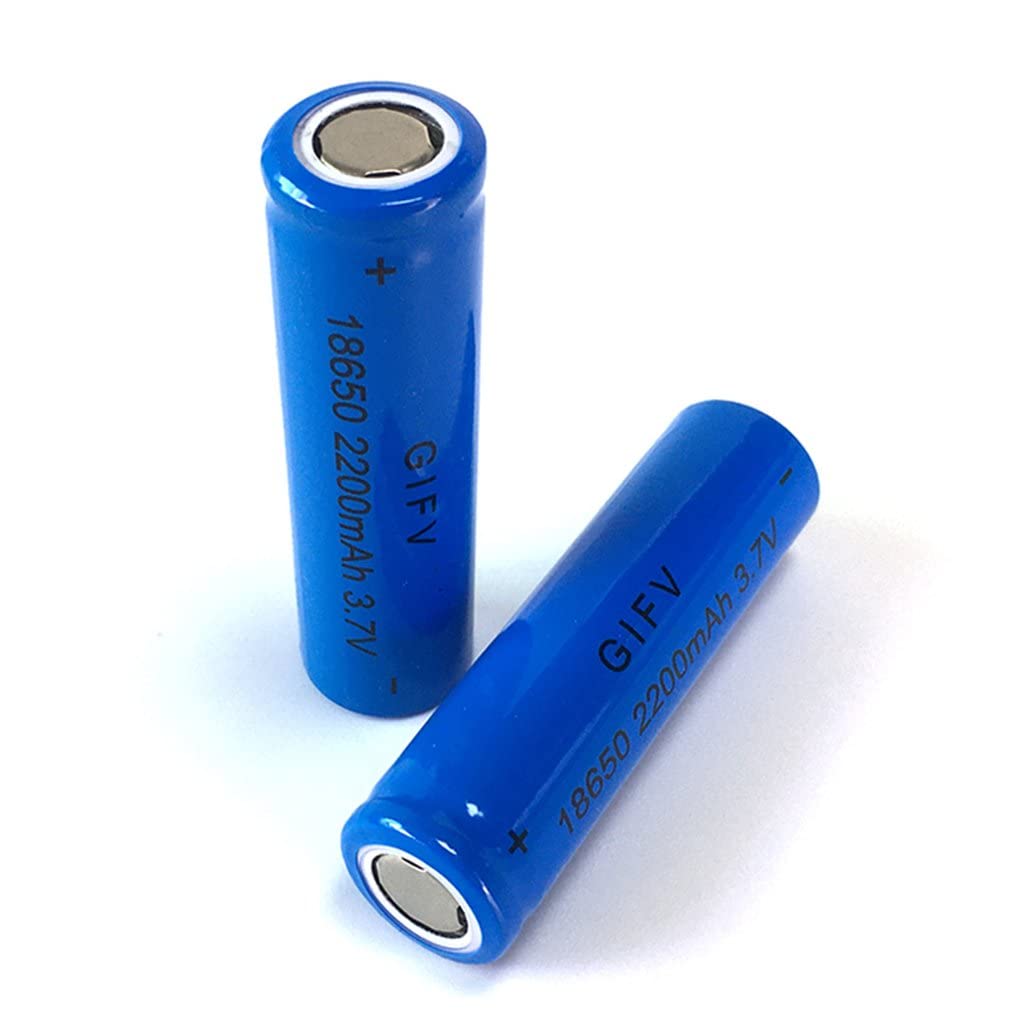 Qsincth Rechargeable Battery, 2200mAh Battery Large Capacity 3.7v Rechargeable Battery Flat Top Batteries Battery for Flashlight, Doorbells, Headlamps, RC Cars etc (2 Pcs)