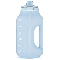 Ello Hydra 64oz Half Gallon Water Jug with Handle and Motivational Time Markers for All Day Hydration, Plastic Reusable Water Bottle with Straw and Locking, Leak Proof Lid, BPA Free