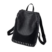 Genuine Leather Stylish Backpack with Rivet Design