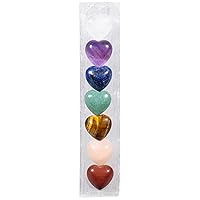 4.37in Selenite Stick with 7 Chakra Crystal Heart Stones Oblong Energy Selenite Wand Glueing with Love Shape Stones for Meditation Yoga and Balancing