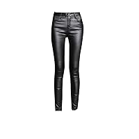 Sexy PU Leather Pants Ladies Edgy High Waist Hip Push Up Stretchy Leggings Faux Leather Trousers Plus Size